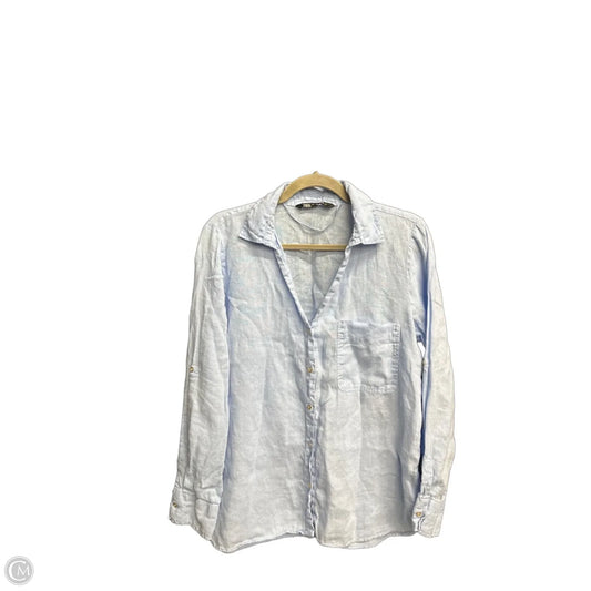 Top Long Sleeve By Zara In Blue, Size: L