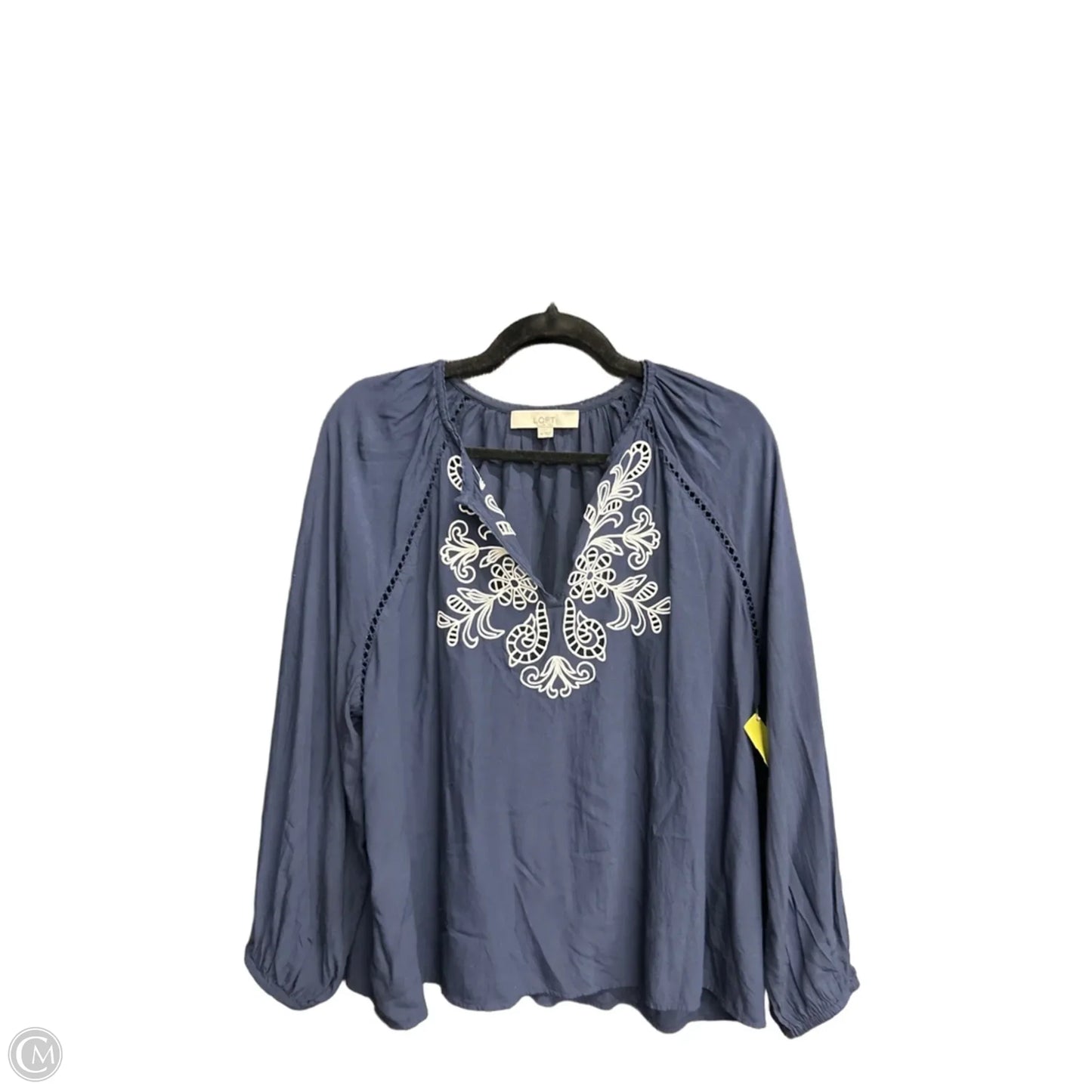 Blouse Long Sleeve By Loft In Navy, Size: Xl