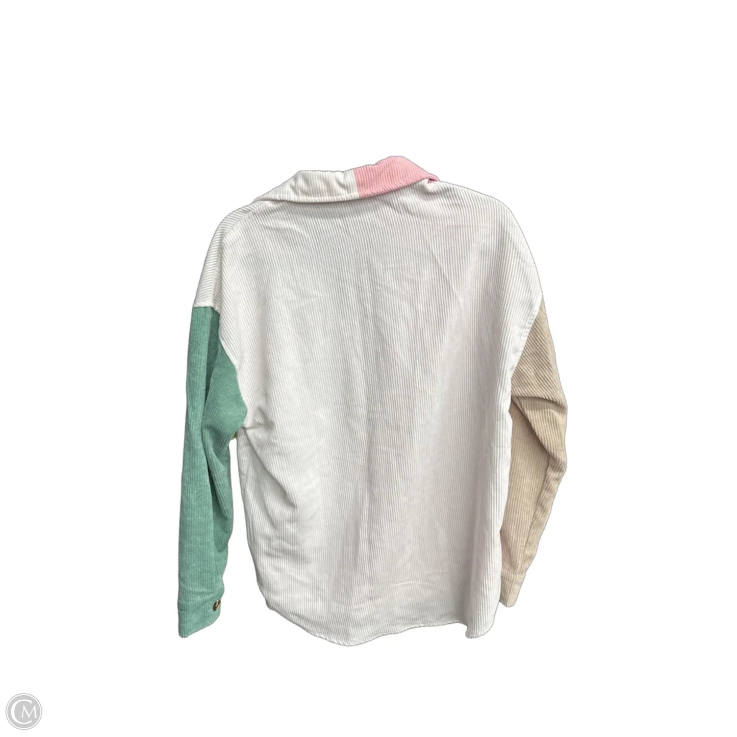 Jacket Shirt By Clothes Mentor In Tan & White, Size: M