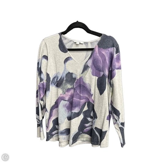 Top Long Sleeve By Chicos In Grey & Purple, Size: Xxl