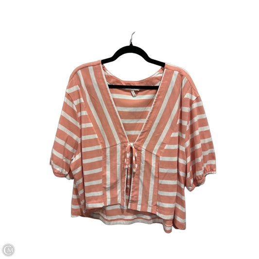 Cardigan By Cato In Pink & White, Size: 4x
