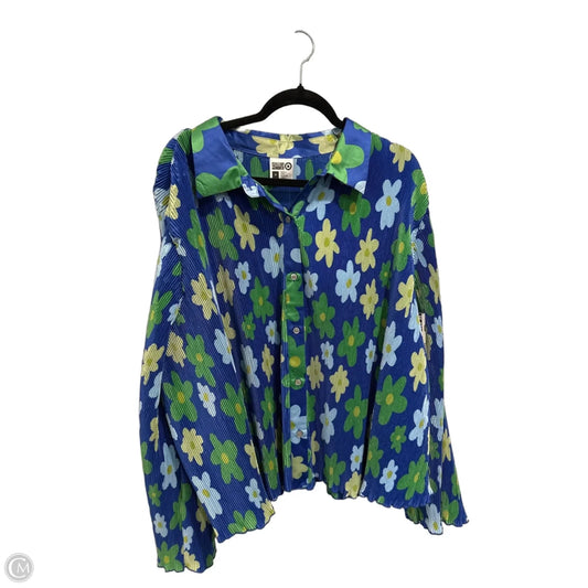 Blouse Long Sleeve By Target In Blue & Green, Size: 3x