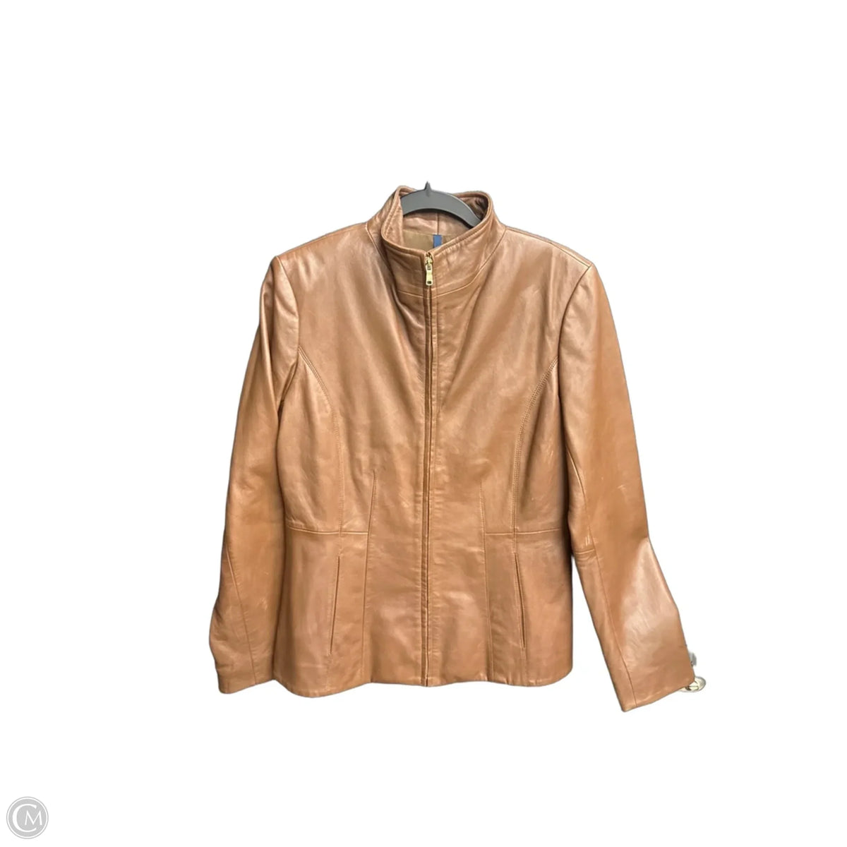 Jacket Leather By Cole-haan In Brown, Size: M