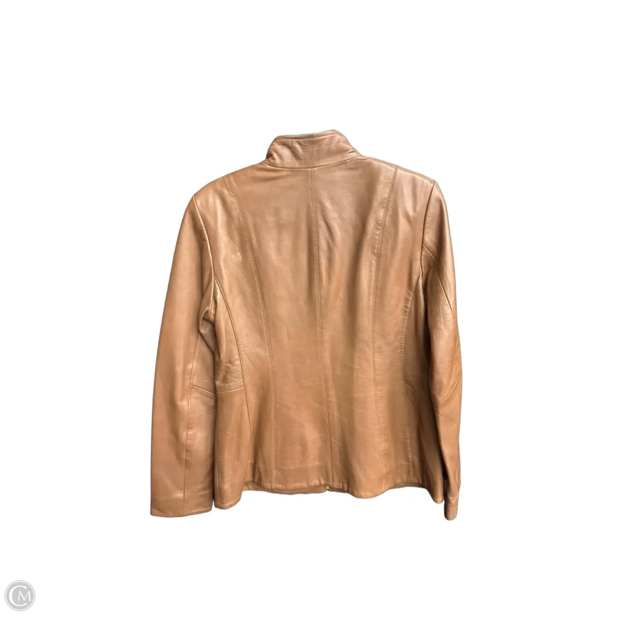 Jacket Leather By Cole-haan In Brown, Size: M