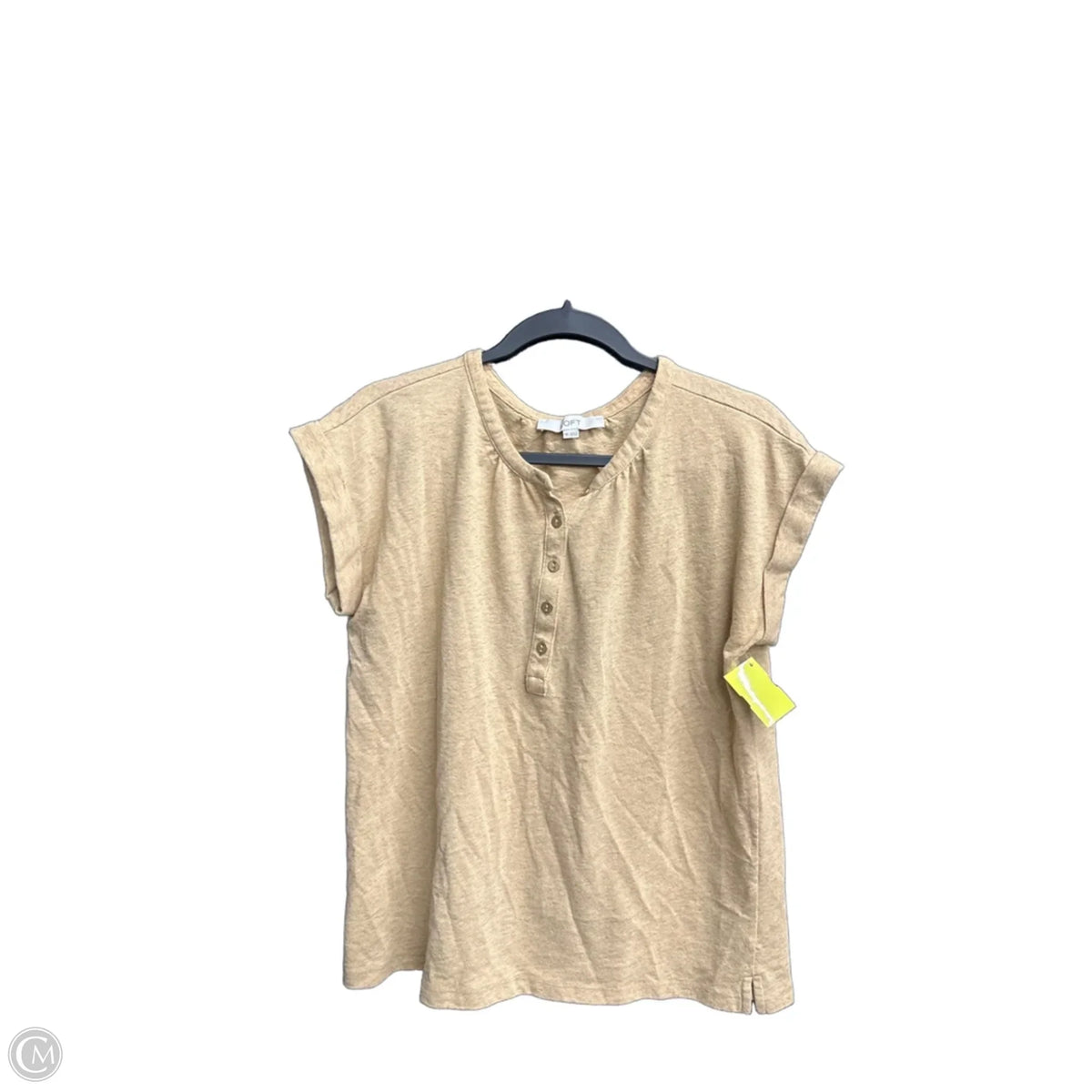 Top Short Sleeve By Loft In Tan, Size: M