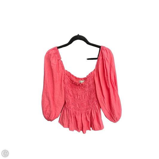 Blouse Long Sleeve By Flying Monkey In Pink, Size: S