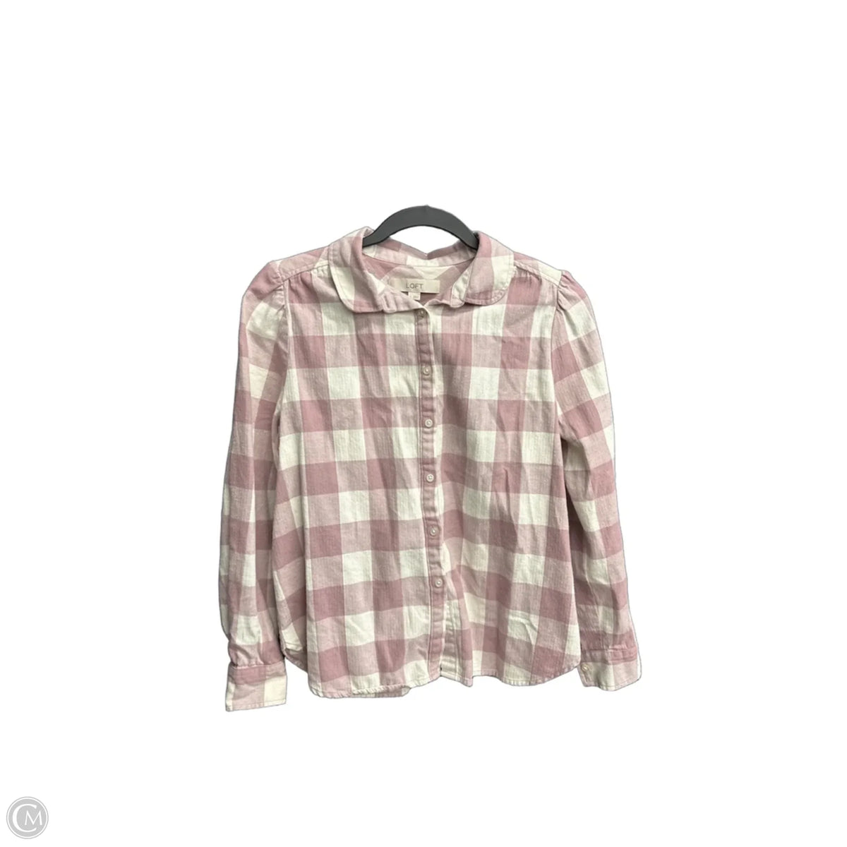 Top Long Sleeve By Loft In Plaid Pattern, Size: S