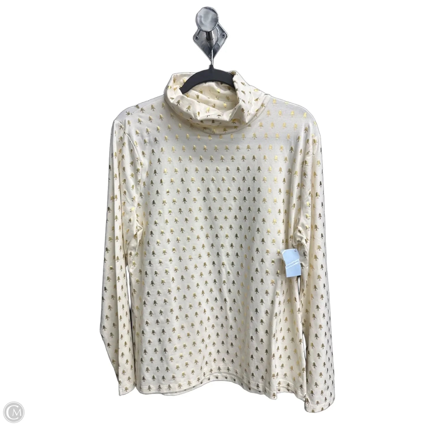Top Long Sleeve By Talbots In Gold & White, Size: Xl