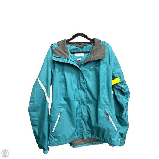 Coat Raincoat By Columbia In Teal, Size: L