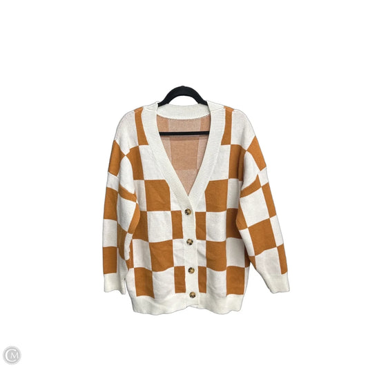 Sweater Cardigan By Clothes Mentor In Brown & White, Size: M