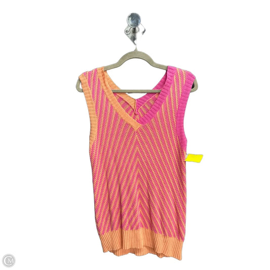 Vest Sweater By Clothes Mentor In Orange & Pink, Size: M