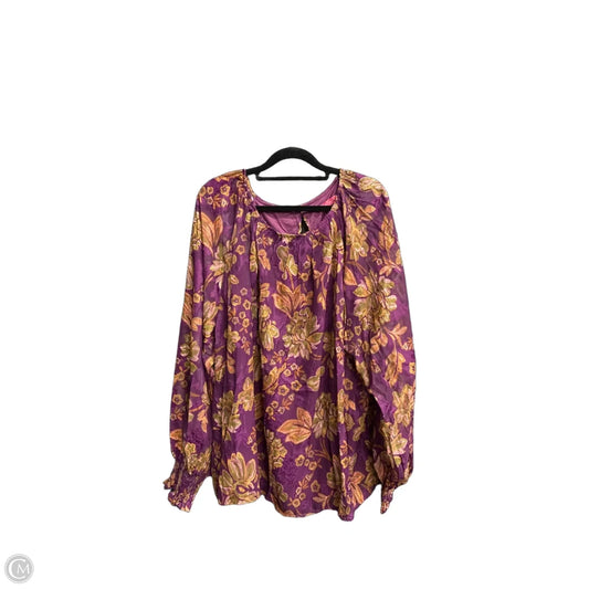 Blouse Long Sleeve By Flying Tomato In Purple, Size: 1x