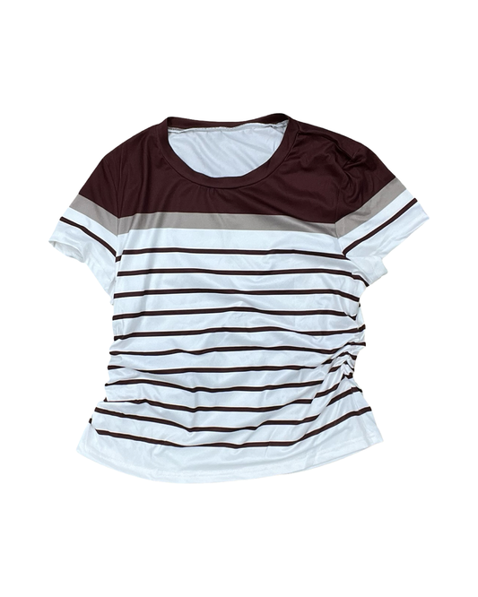 Top Ss By Clothes Mentor In Brown & White, Size:Xl