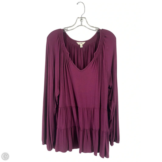 Top Long Sleeve Basic By Terra & Sky In Purple, Size: 1x