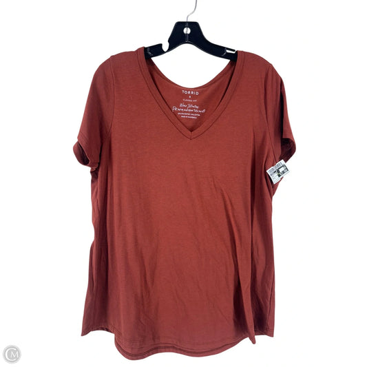 Top Short Sleeve Basic By Torrid In Brown, Size: L