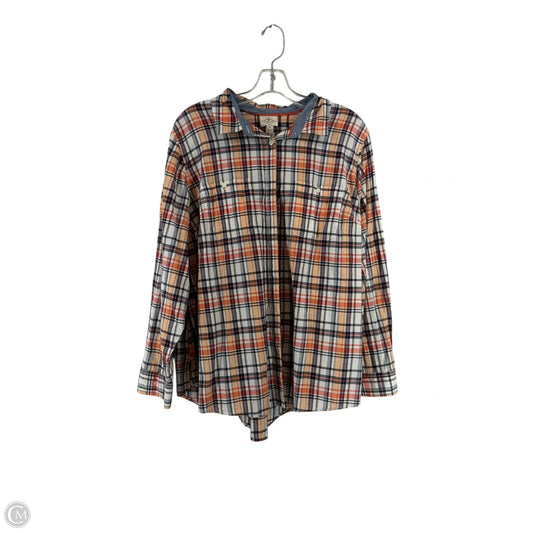 Top Long Sleeve By St Johns Bay In Plaid Pattern, Size: 1x