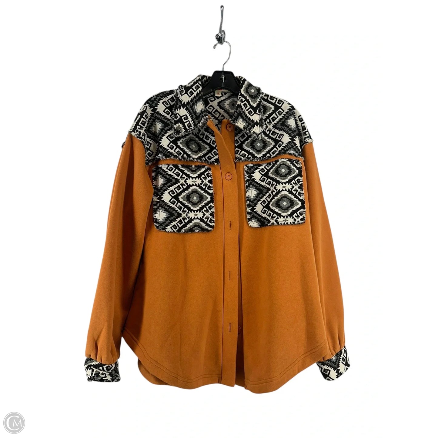 Jacket Shirt By Mazik In Orange, Size: M