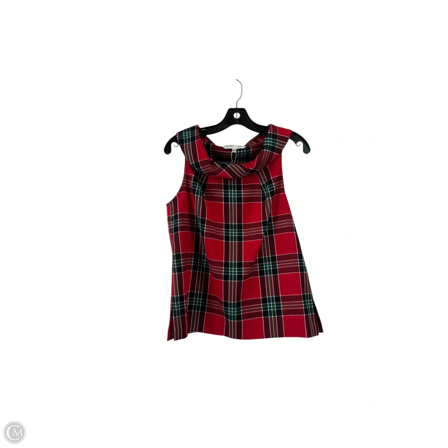 Top Sleeveless By Trina By Trina Turk In Plaid Pattern, Size: M