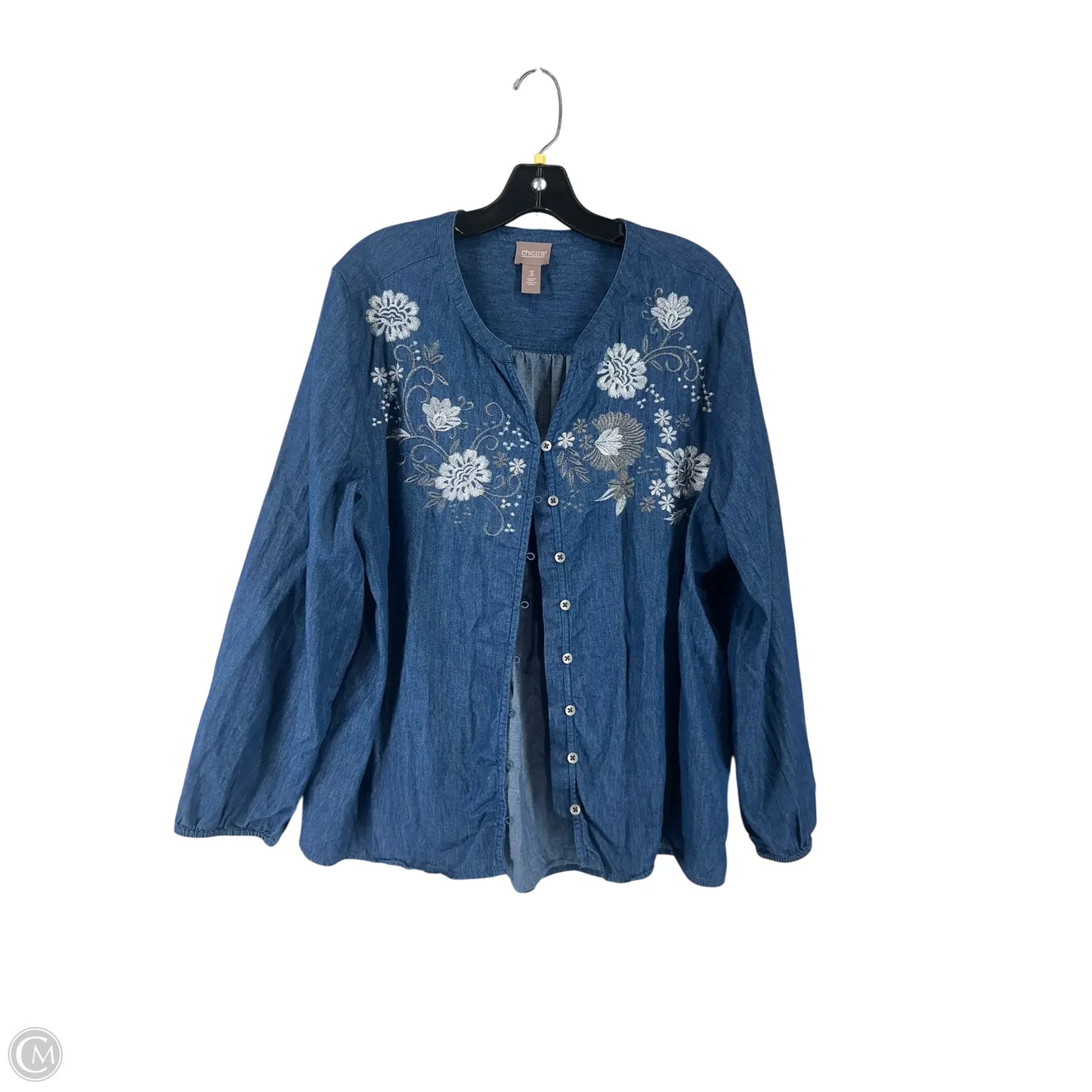 Top Long Sleeve By Chicos In Blue, Size: 2x