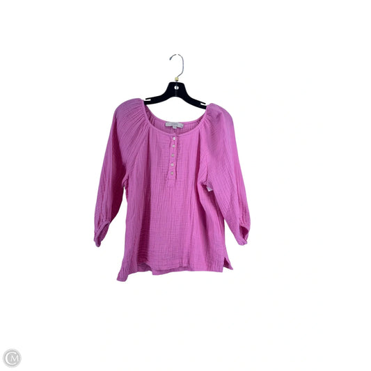 Top 3/4 Sleeve By Loft In Pink, Size: Mp