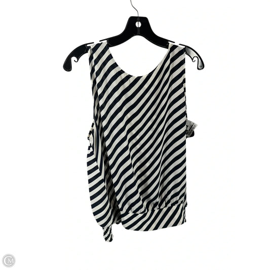 Top Sleeveless By Loft In Blue & White, Size: L