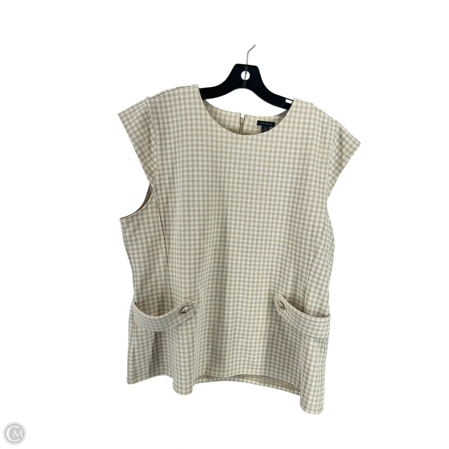 Top Sleeveless By Ann Taylor In Checkered Pattern, Size: 2x