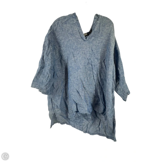 Tunic 3/4 Sleeve By Tahari In Blue, Size: 1x