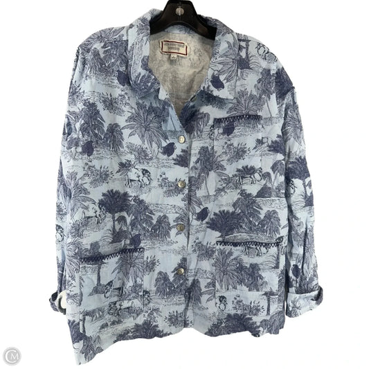 Top Long Sleeve By Johnny Was In Blue, Size: L