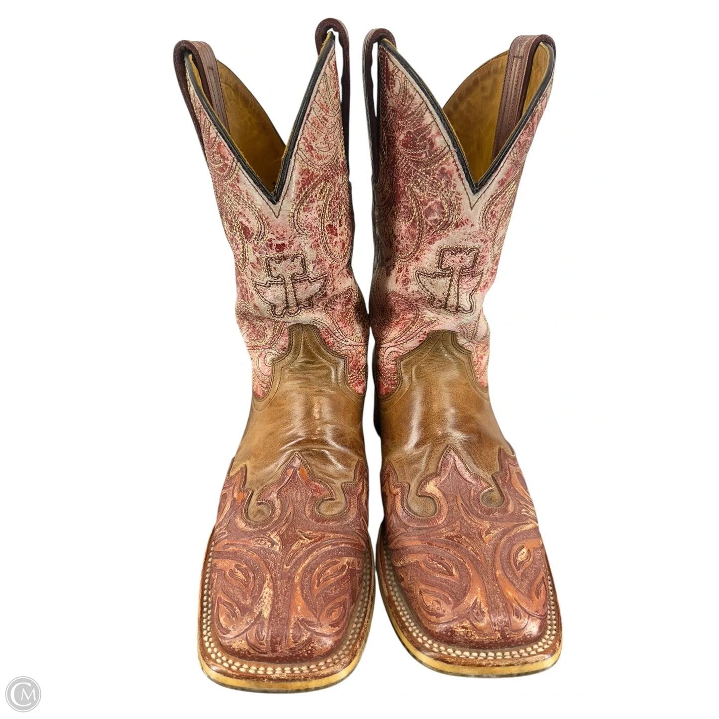 Boots Western By Clothes Mentor In Red & Tan, Size: 7