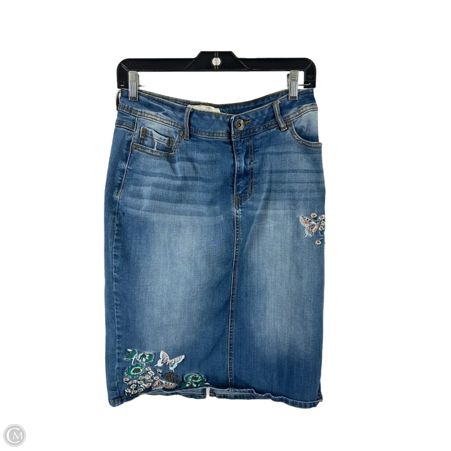 Skirt Midi By Cato In Blue Denim, Size: 6