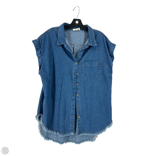 Top Short Sleeve By Umgee In Blue Denim, Size: L