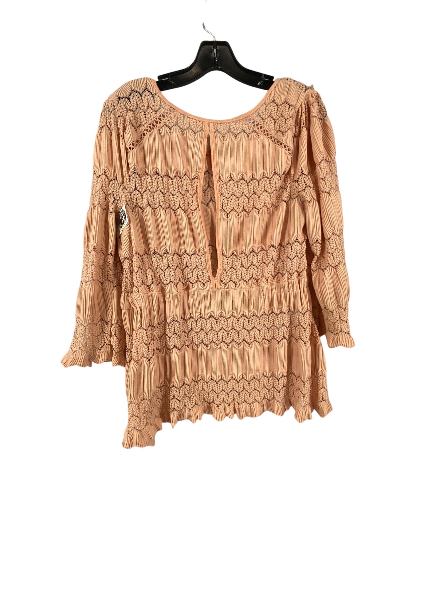 Blouse Long Sleeve By Free People In Pink, Size: L