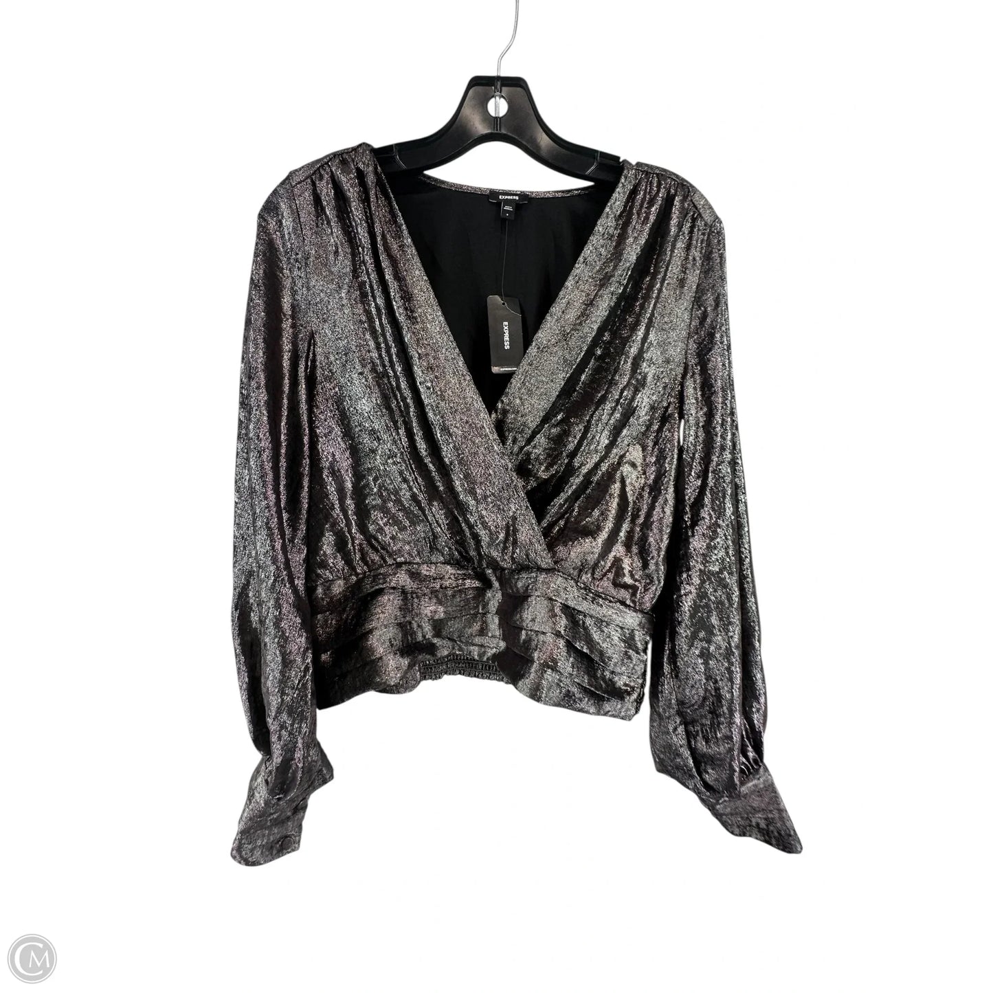 Top Long Sleeve By Express In Silver, Size: S