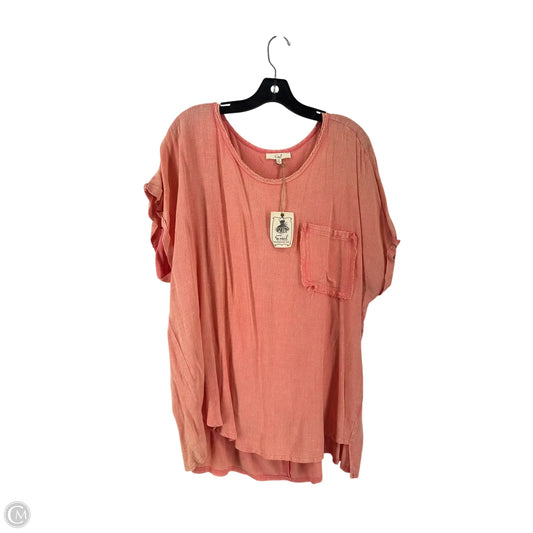 Top Short Sleeve By Easel In Coral, Size: 1x
