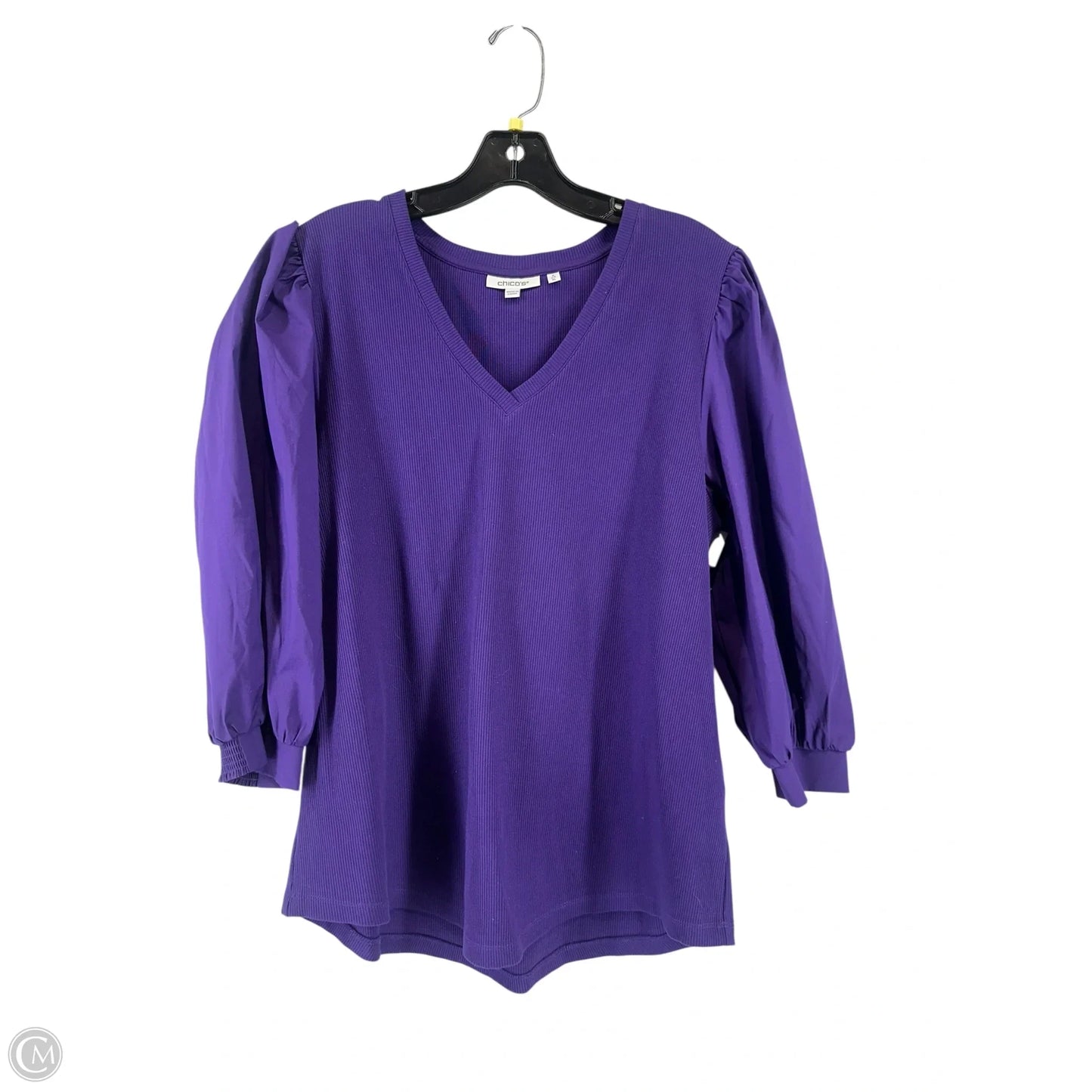 Top 3/4 Sleeve By Chicos In Purple, Size: Xl