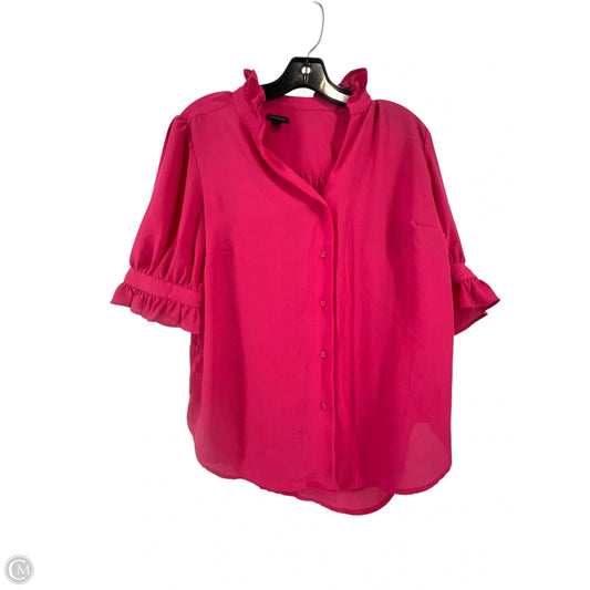 Blouse Short Sleeve By Ann Taylor In Pink, Size: M