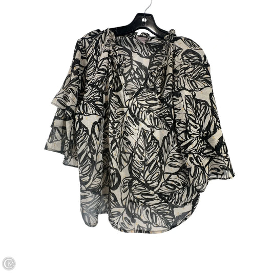 Blouse Short Sleeve By Chicos In Black & Cream, Size: 2