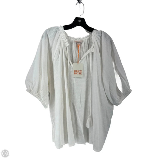 Top Short Sleeve By Knox Rose In White, Size: Xxl
