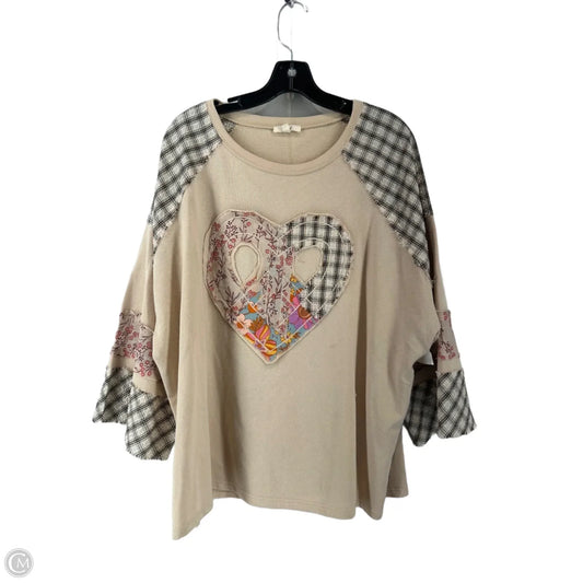 Top Long Sleeve By Easel In Tan, Size: L