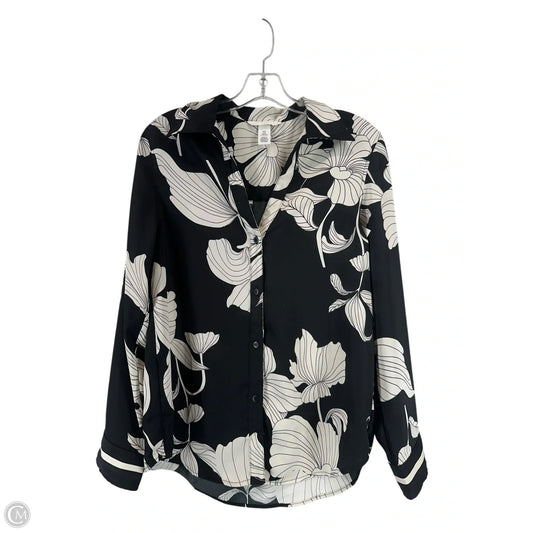Top Long Sleeve By H&m In Black & Cream, Size: S