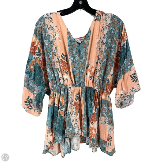 Top 3/4 Sleeve By Andree By Unit In Floral Print, Size: M