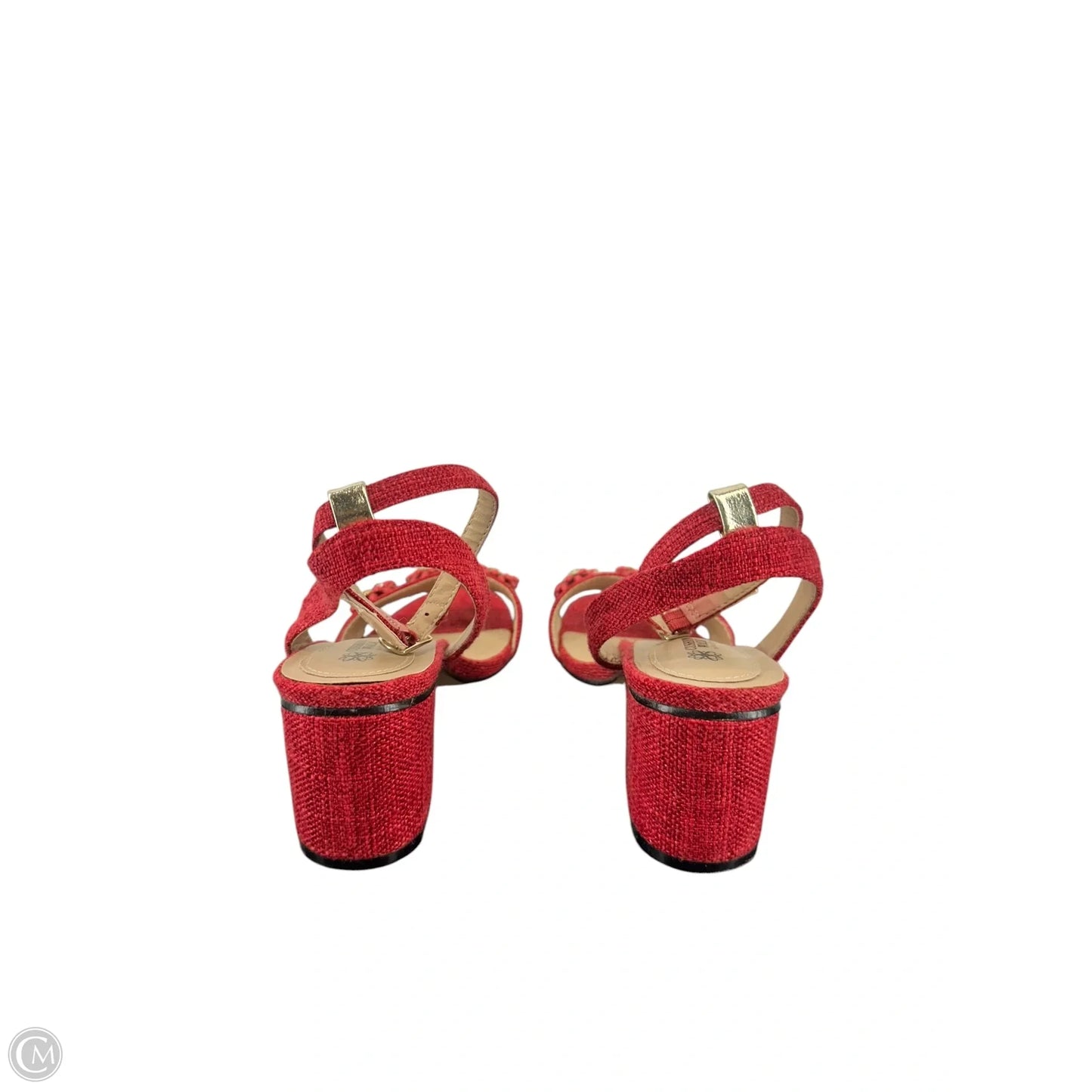 Sandals Heels Block By Avon In Red, Size: 8