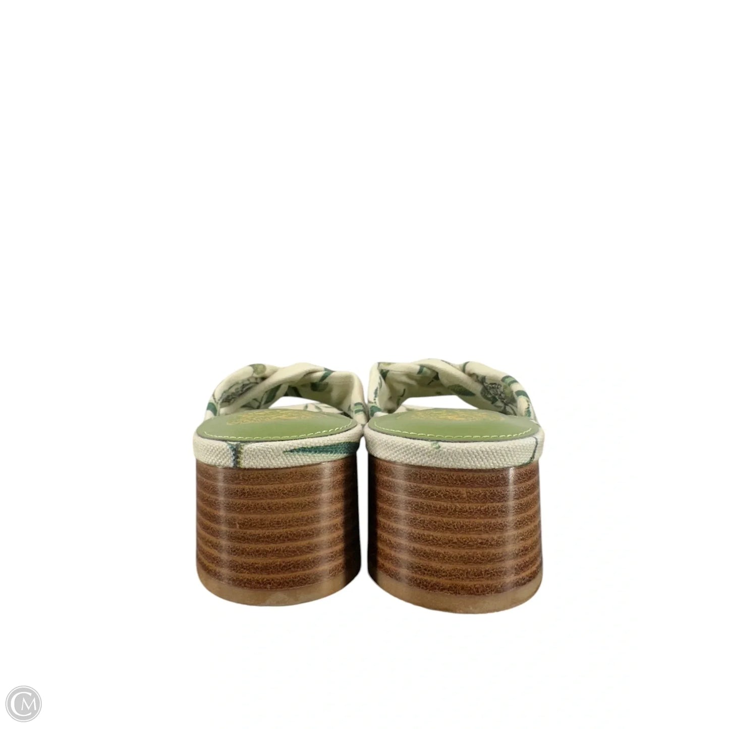 Sandals Heels Block By Vince Camuto In Cream & Green, Size: 10