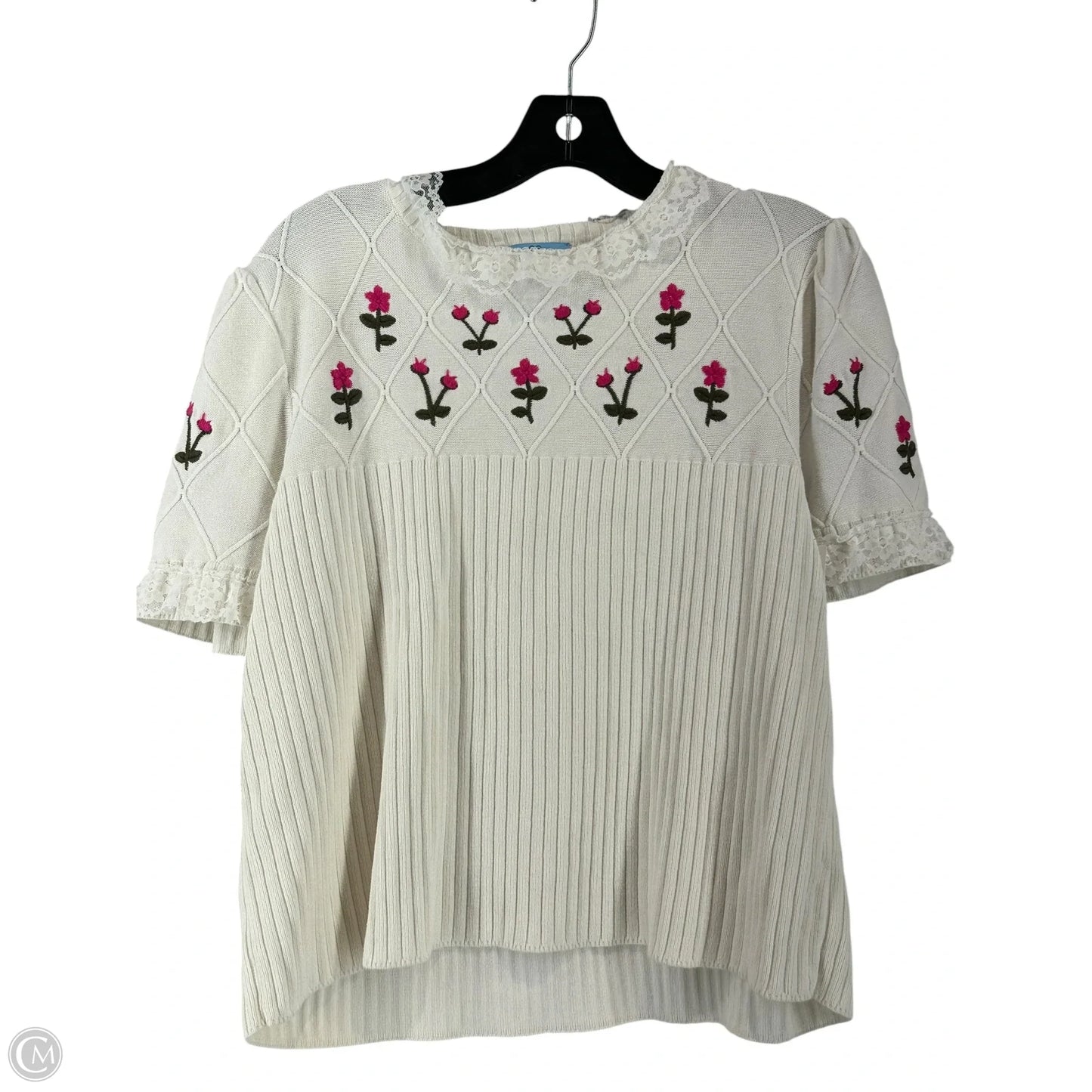 Top Short Sleeve By Cece In White, Size: Xl