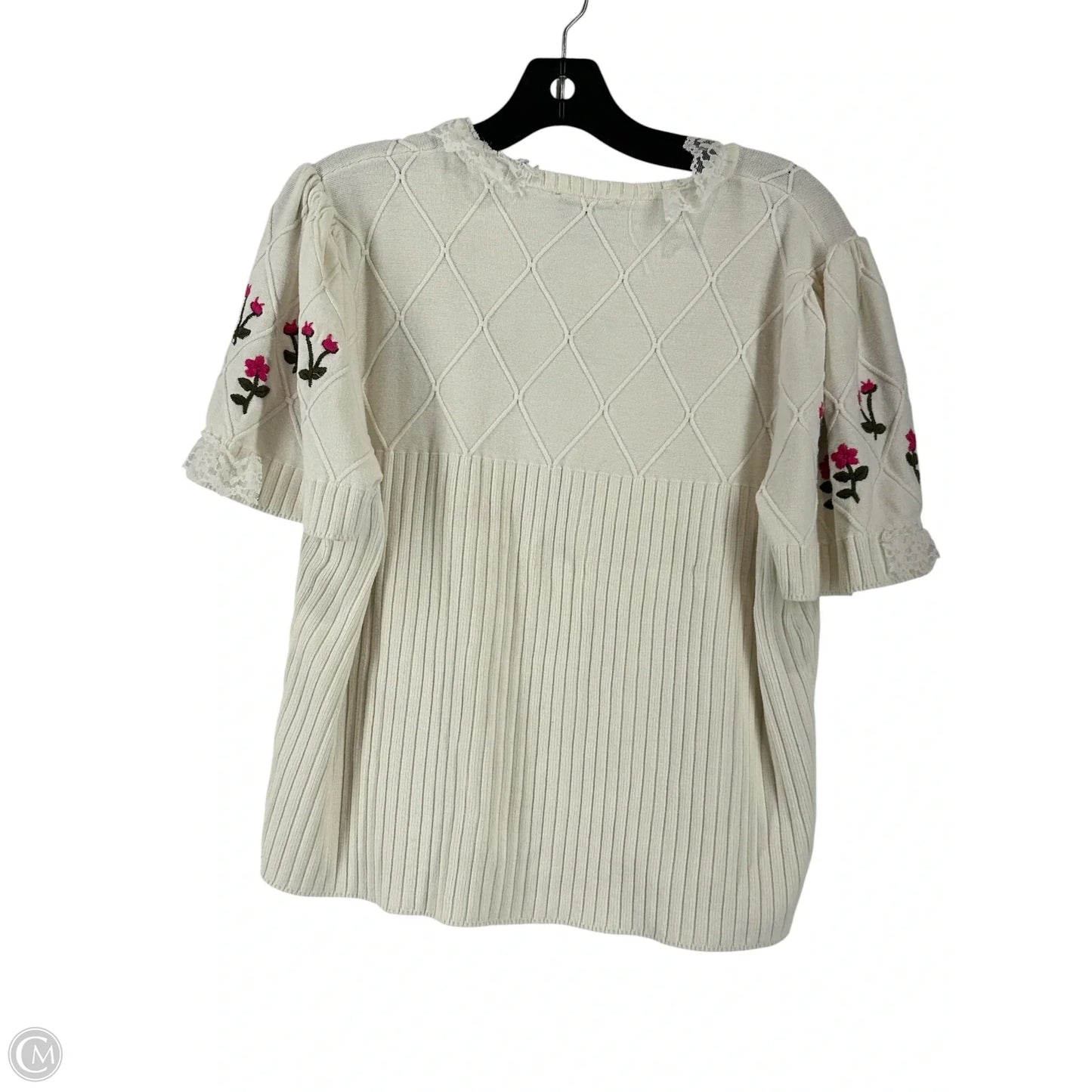 Top Short Sleeve By Cece In White, Size: Xl