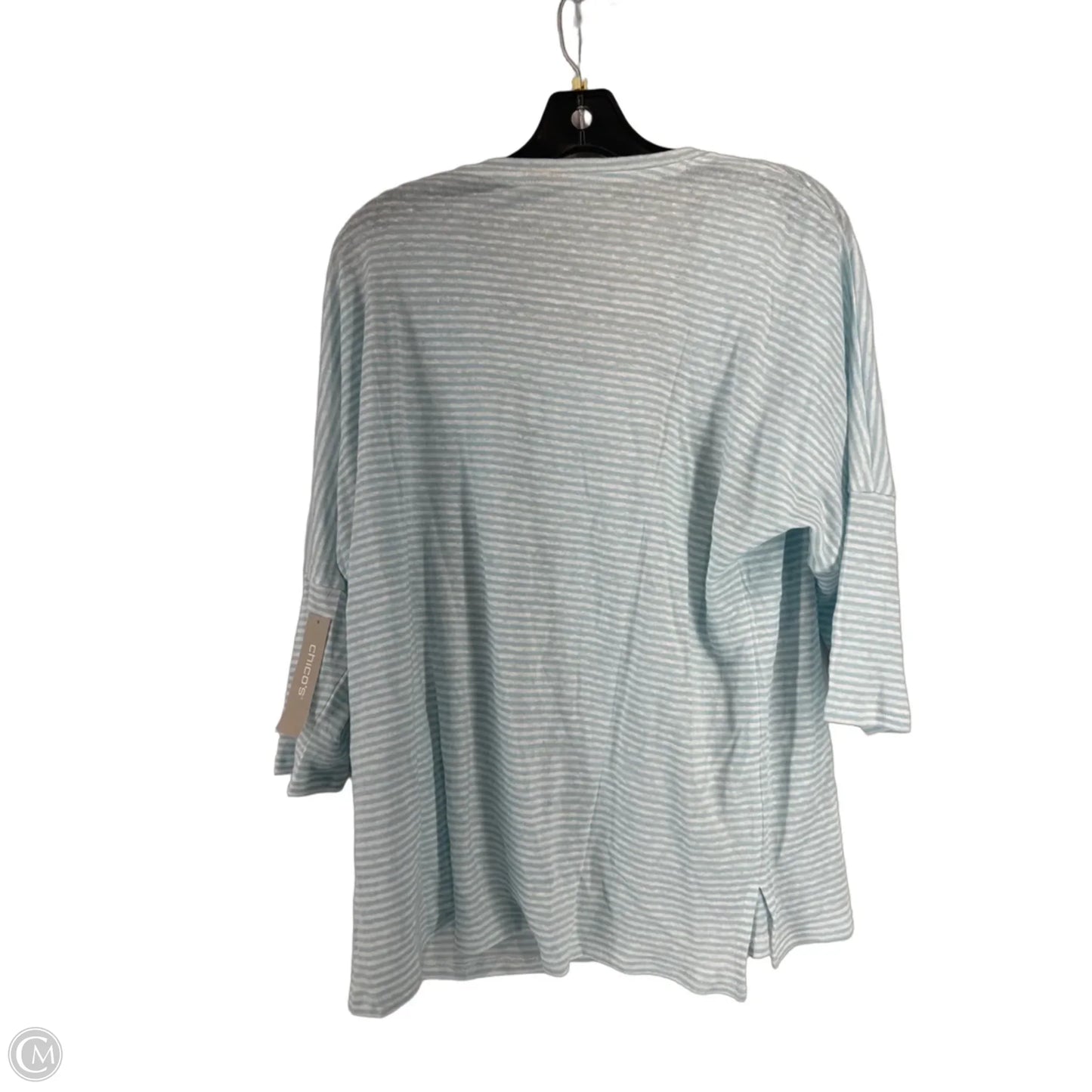 Top 3/4 Sleeve By Chicos In Striped Pattern, Size: 2