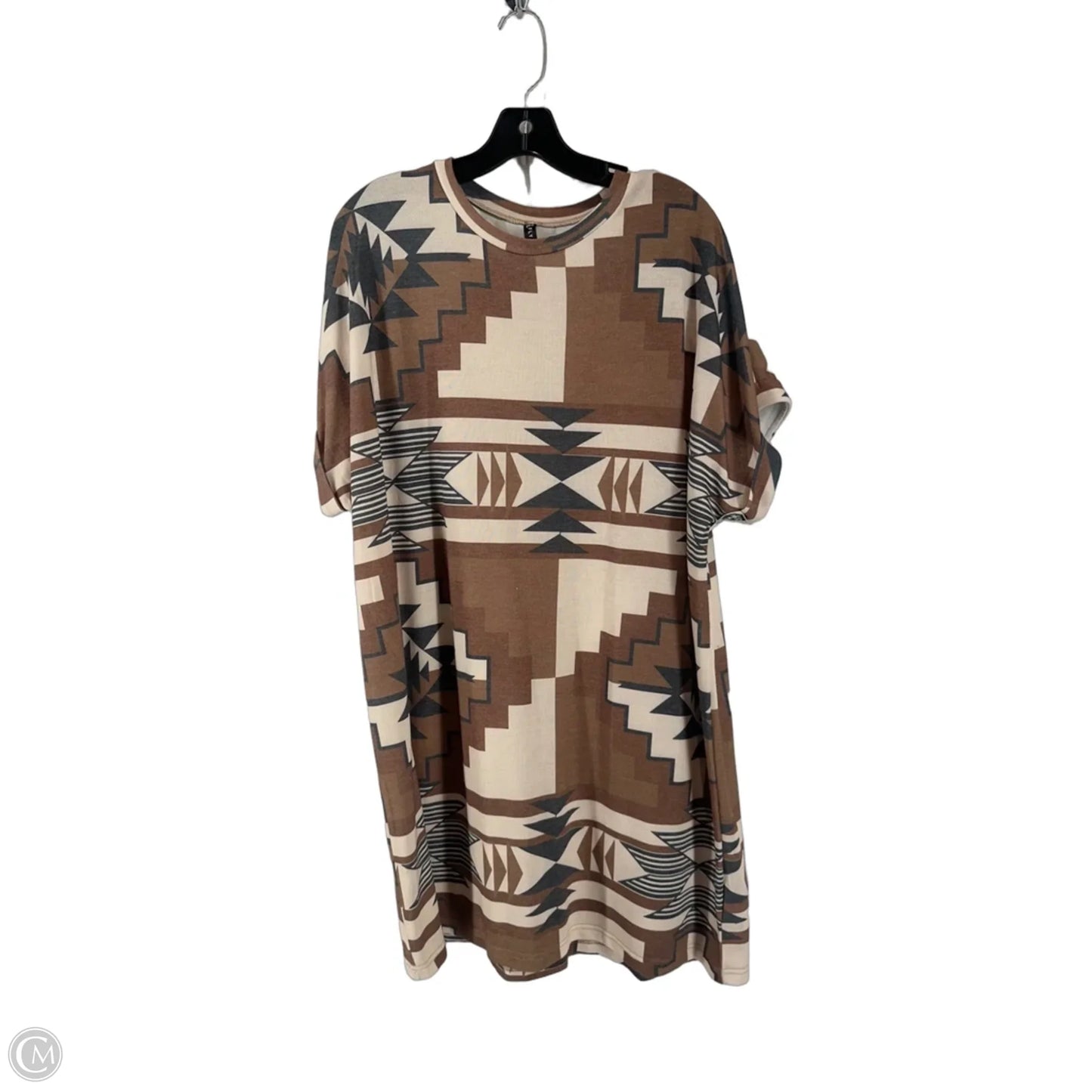 Dress Casual Short By Clothes Mentor In Brown & Cream, Size: L