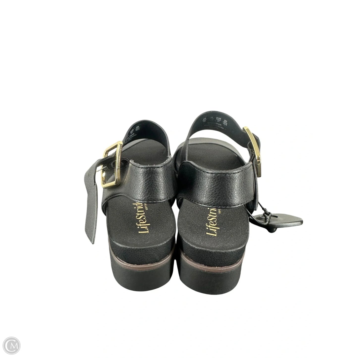 Sandals Heels Wedge By Life Stride In Black, Size: 7
