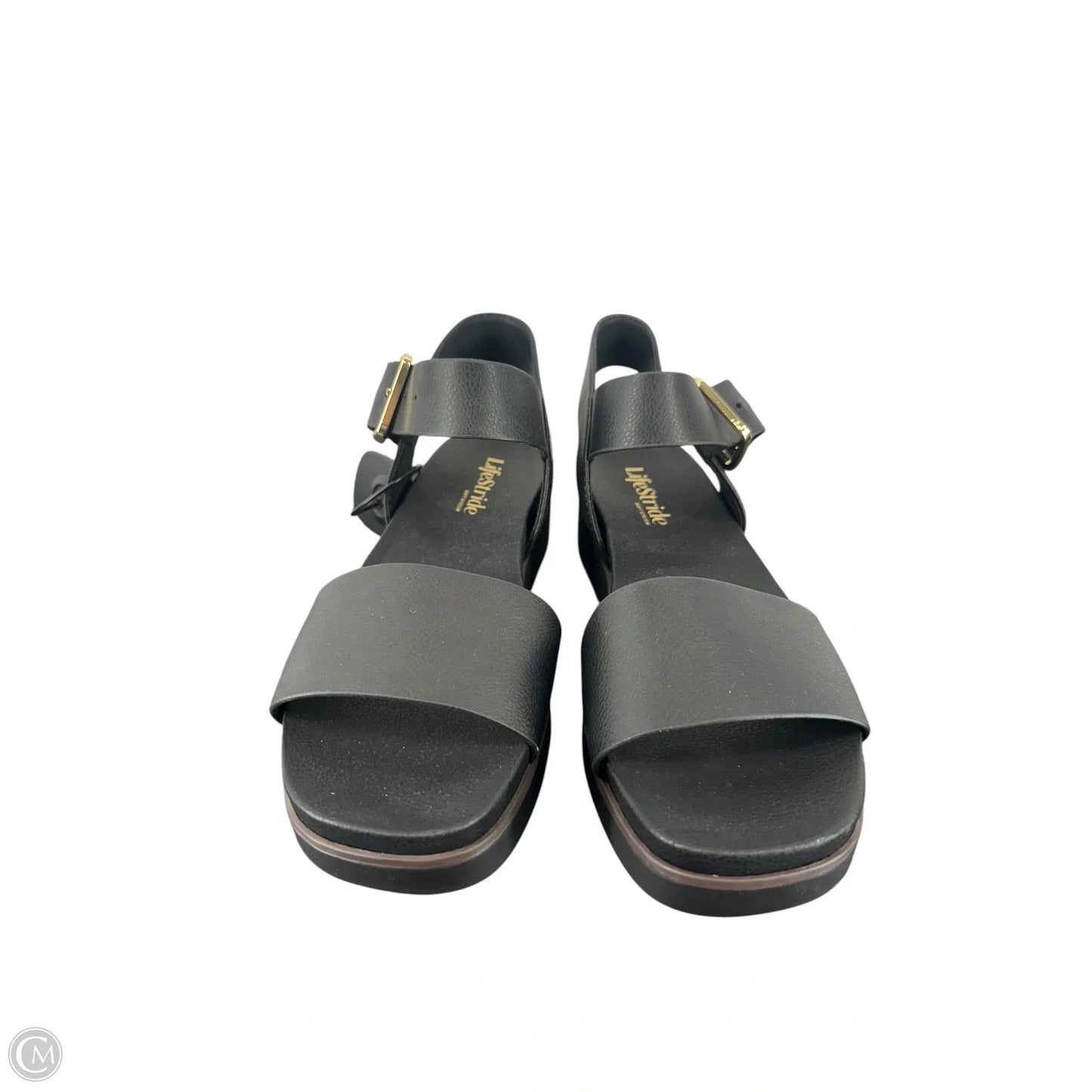 Sandals Heels Wedge By Life Stride In Black, Size: 7