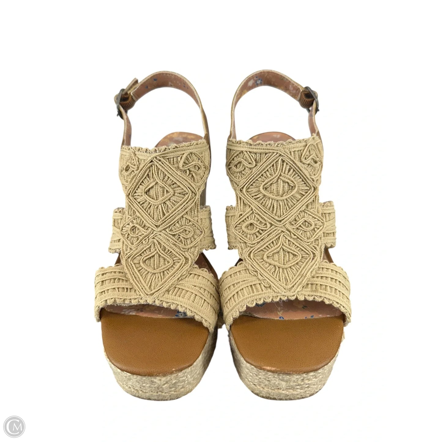 Sandals Heels Wedge By Lucky Brand In Tan, Size: 7.5